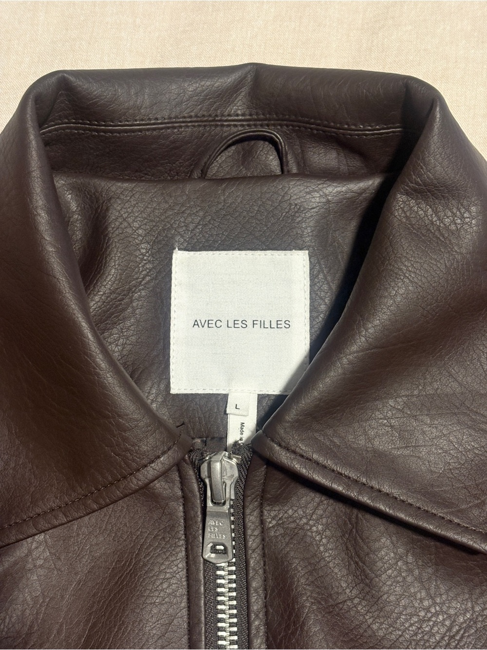 Avec Les Filles Brown Vegan Leather Utility Jacket Size L (oversized) - Picture 5 of 7